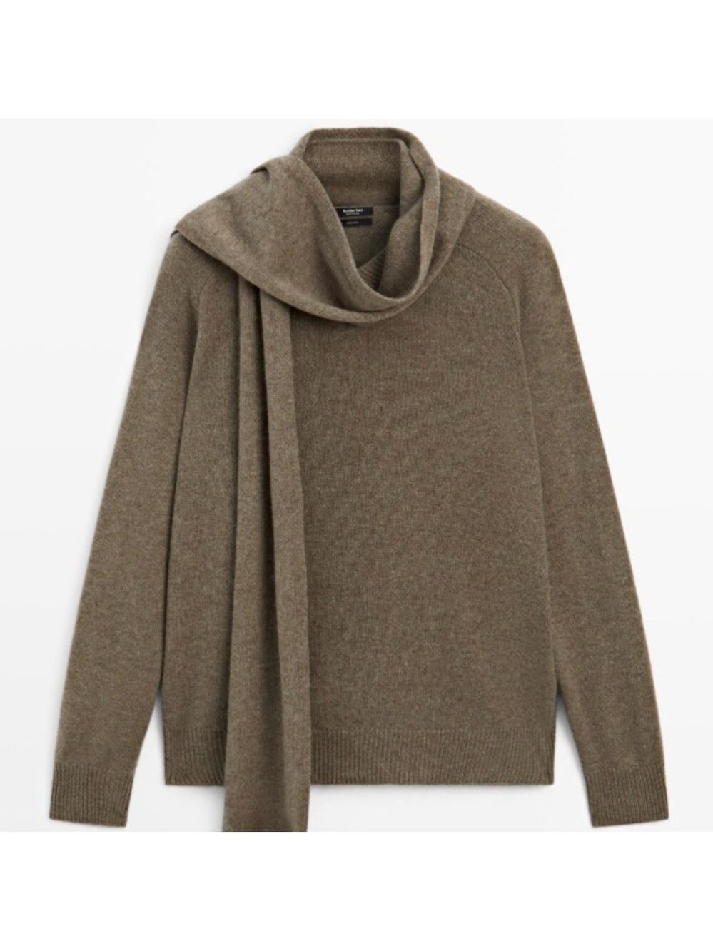 302.Zara Khaki Scarf and Crewneck Sweater set